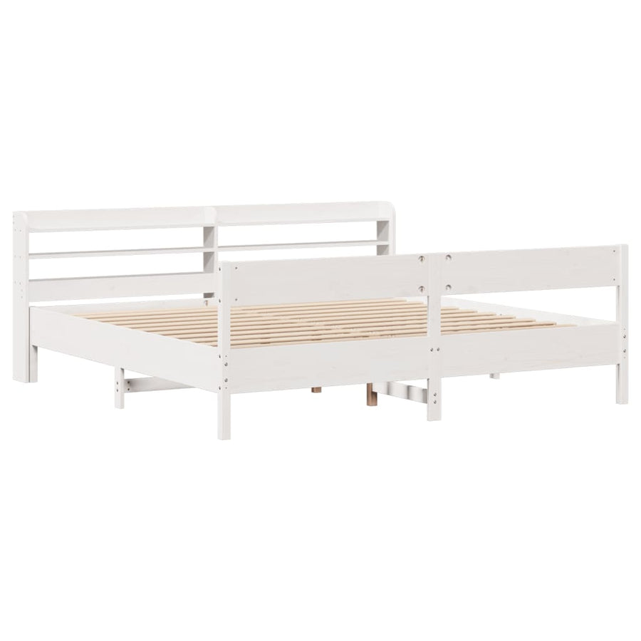 Bedframe zonder matras massief grenenhout wit 200x200 cm
