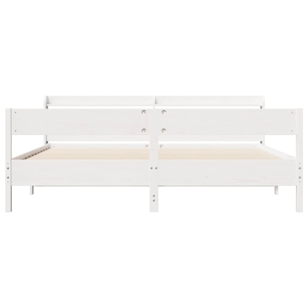 Bedframe zonder matras massief grenenhout wit 200x200 cm