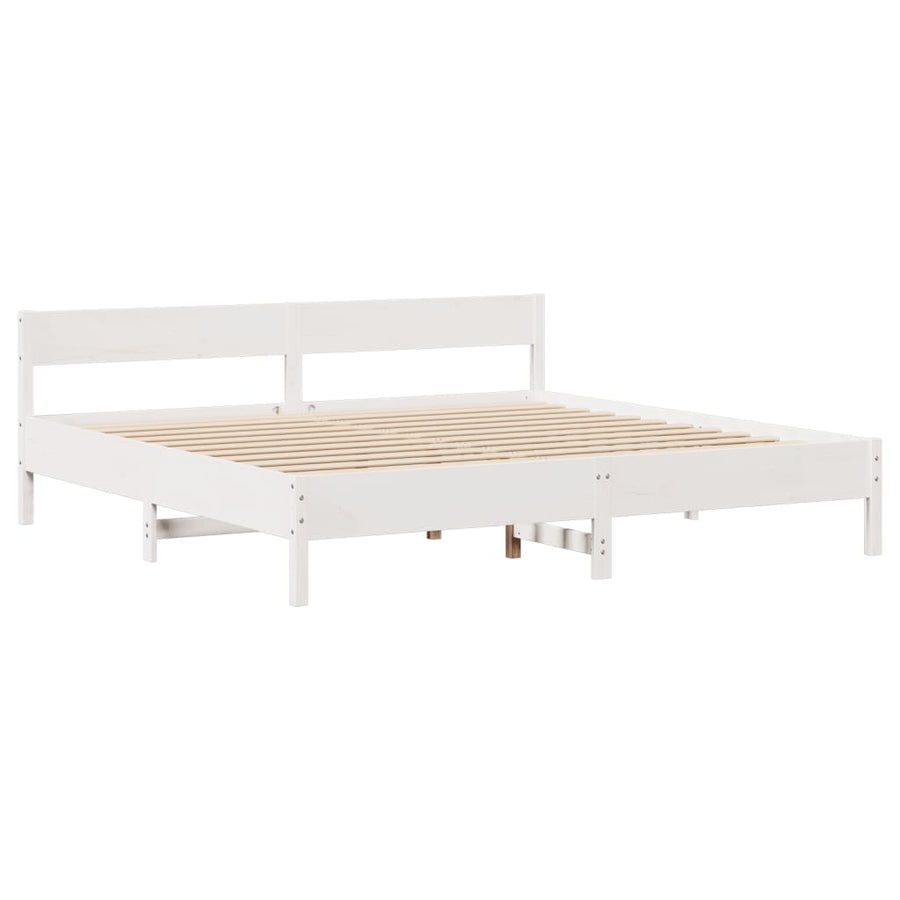 Bedframe zonder matras massief grenenhout wit 200x200 cm