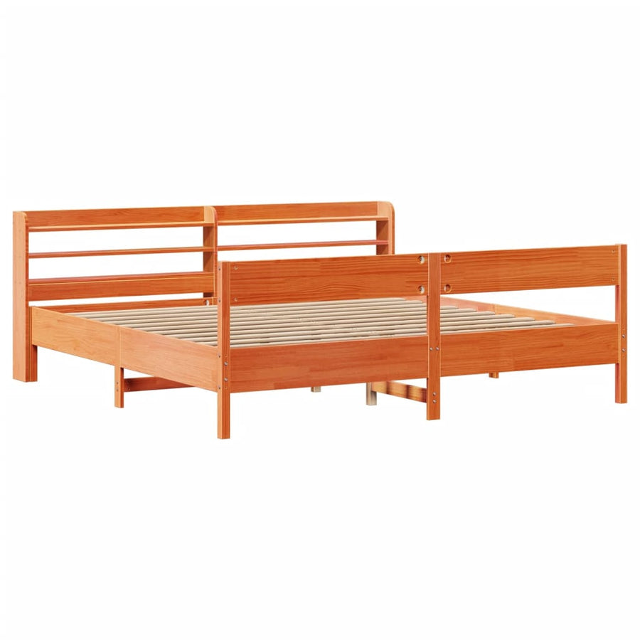 Bedframe zonder matras massief grenenhout wasbruin 200x200 cm