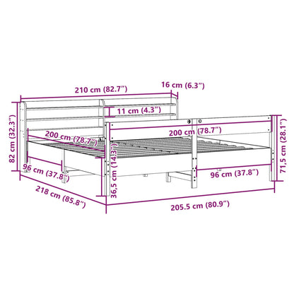 Bedframe zonder matras massief grenenhout wasbruin 200x200 cm