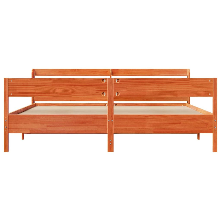 Bedframe zonder matras massief grenenhout wasbruin 200x200 cm