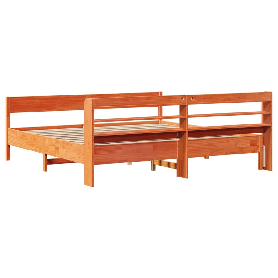 Bedframe zonder matras massief grenenhout wasbruin 200x200 cm