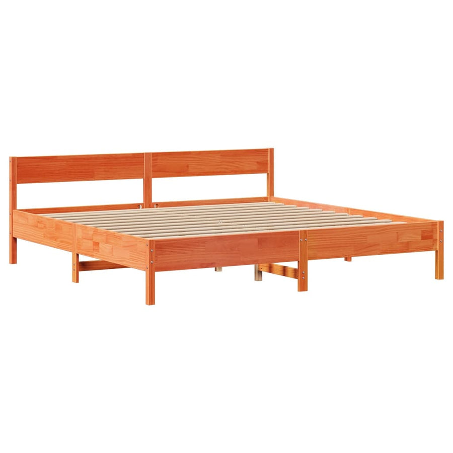 Bedframe zonder matras massief grenenhout wasbruin 200x200 cm
