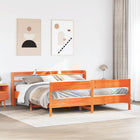 Bedframe massief grenenhout wasbruin 200x200 cm