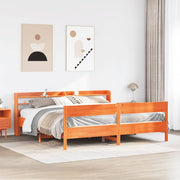 Bed frame without mattress solid pine wax brown 200x200 cm