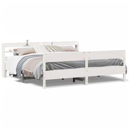 Bedframe zonder matras massief grenenhout wit 180x200 cm
