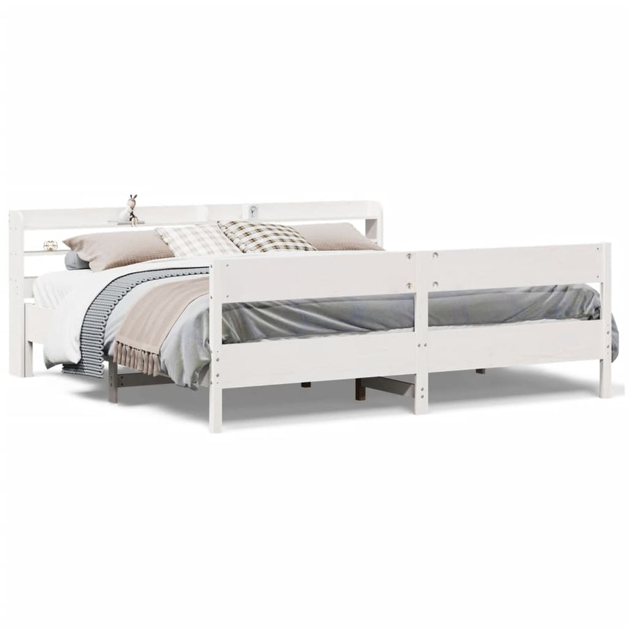 Bedframe zonder matras massief grenenhout wit 180x200 cm