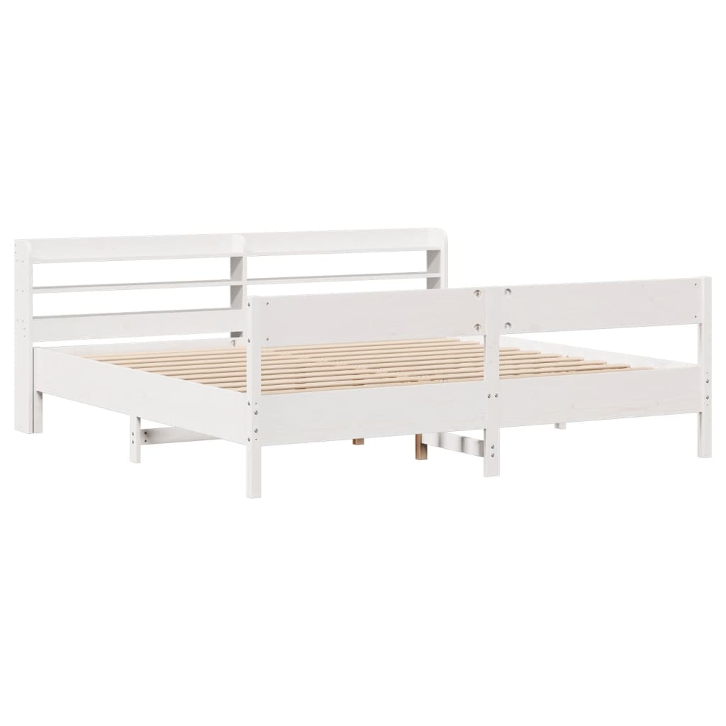 Bedframe zonder matras massief grenenhout wit 180x200 cm