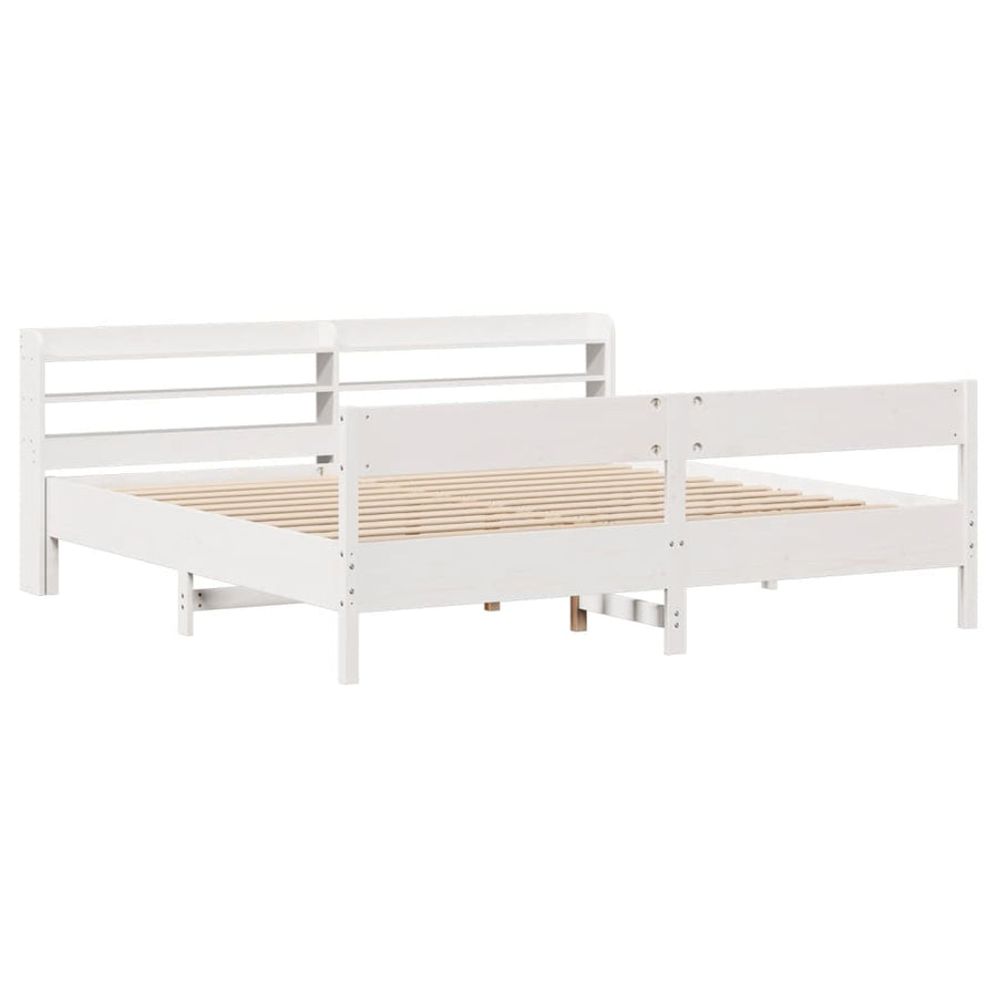Bedframe zonder matras massief grenenhout wit 180x200 cm