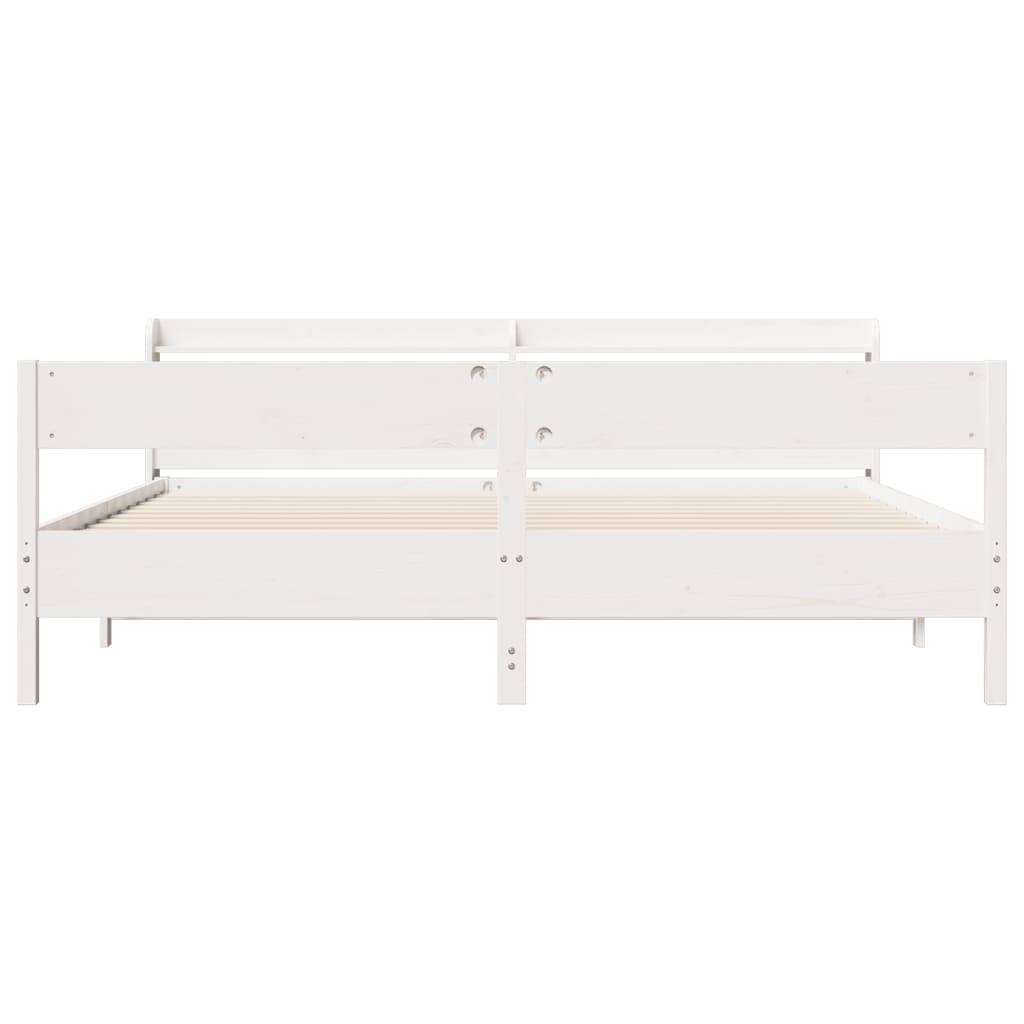 Bedframe zonder matras massief grenenhout wit 180x200 cm