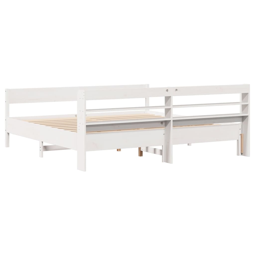 Bedframe zonder matras massief grenenhout wit 180x200 cm
