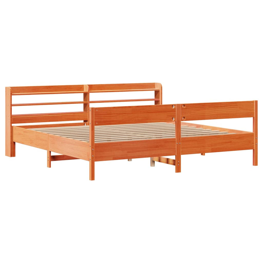 Bedframe zonder matras massief grenenhout wasbruin 180x200 cm