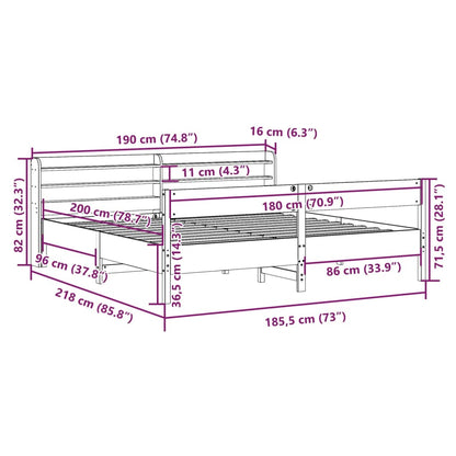 Bedframe zonder matras massief grenenhout wasbruin 180x200 cm