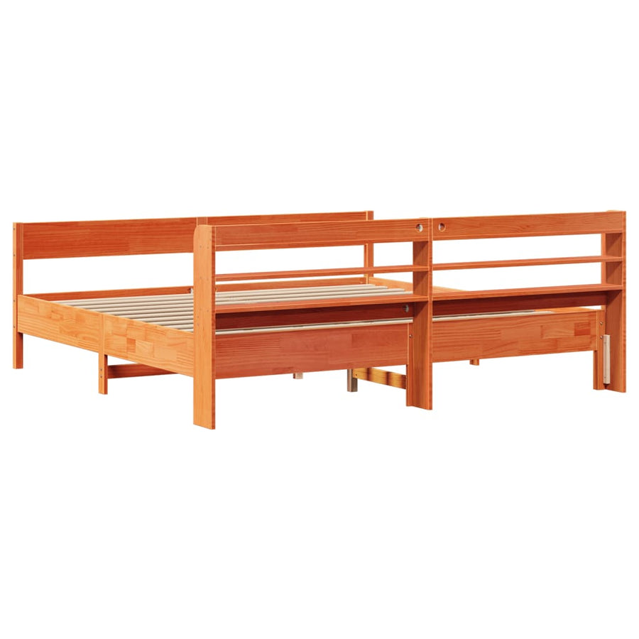 Bedframe zonder matras massief grenenhout wasbruin 180x200 cm