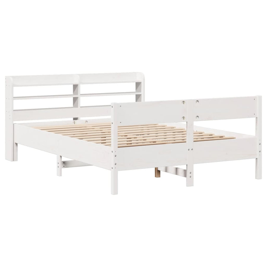 Bedframe zonder matras massief grenenhout wit 160x200 cm