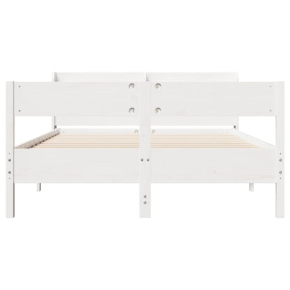 Bedframe zonder matras massief grenenhout wit 160x200 cm