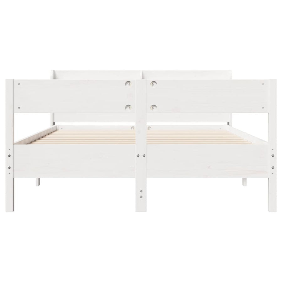 Bedframe zonder matras massief grenenhout wit 160x200 cm