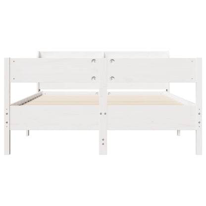 Bedframe zonder matras massief grenenhout wit 150x200 cm