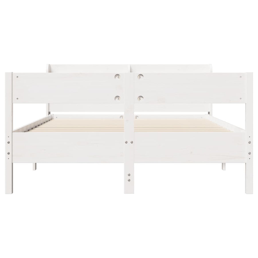 Bedframe zonder matras massief grenenhout wit 150x200 cm