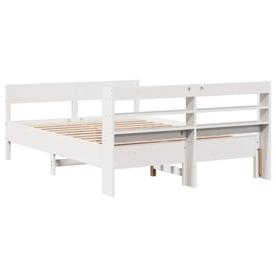Bedframe zonder matras massief grenenhout wit 150x200 cm