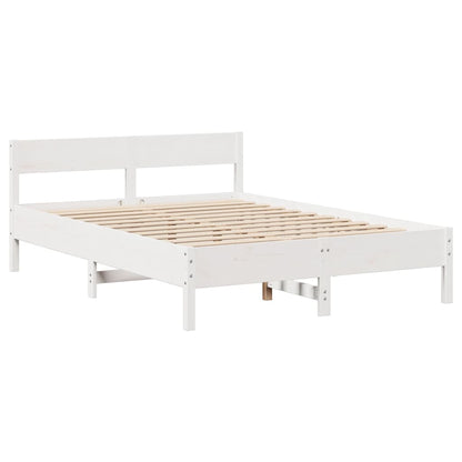 Bedframe zonder matras massief grenenhout wit 150x200 cm