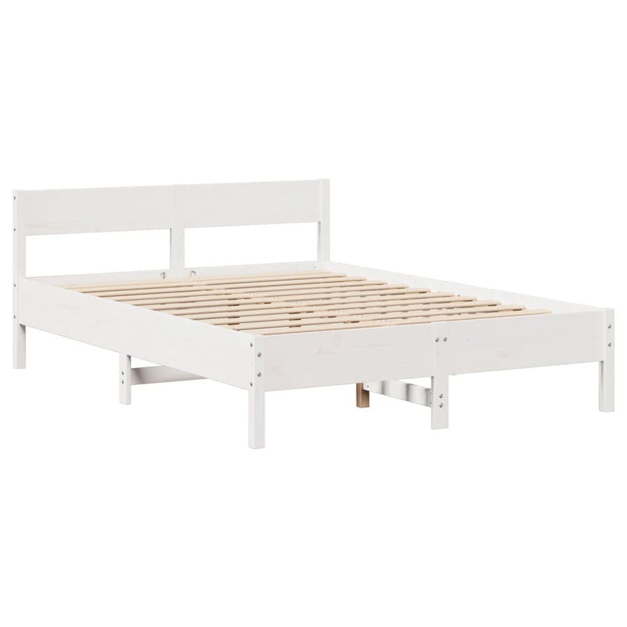Bedframe zonder matras massief grenenhout wit 150x200 cm