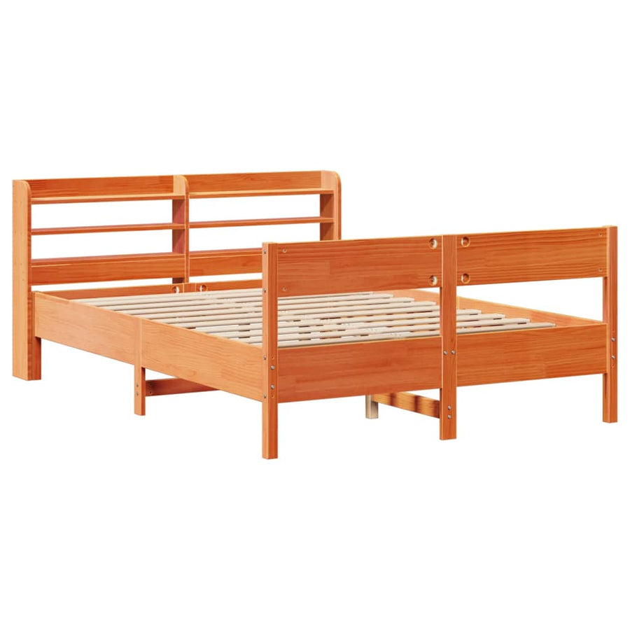 Bedframe zonder matras massief grenenhout wasbruin 150x200 cm