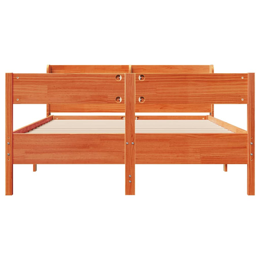 Bedframe zonder matras massief grenenhout wasbruin 150x200 cm