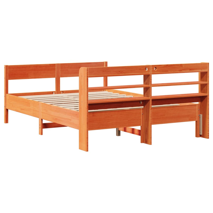 Bedframe zonder matras massief grenenhout wasbruin 150x200 cm