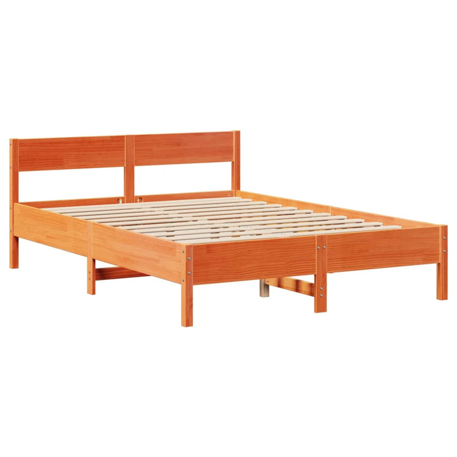 Bedframe zonder matras massief grenenhout wasbruin 150x200 cm