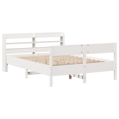 Bedframe zonder matras massief grenenhout wit 140x200 cm