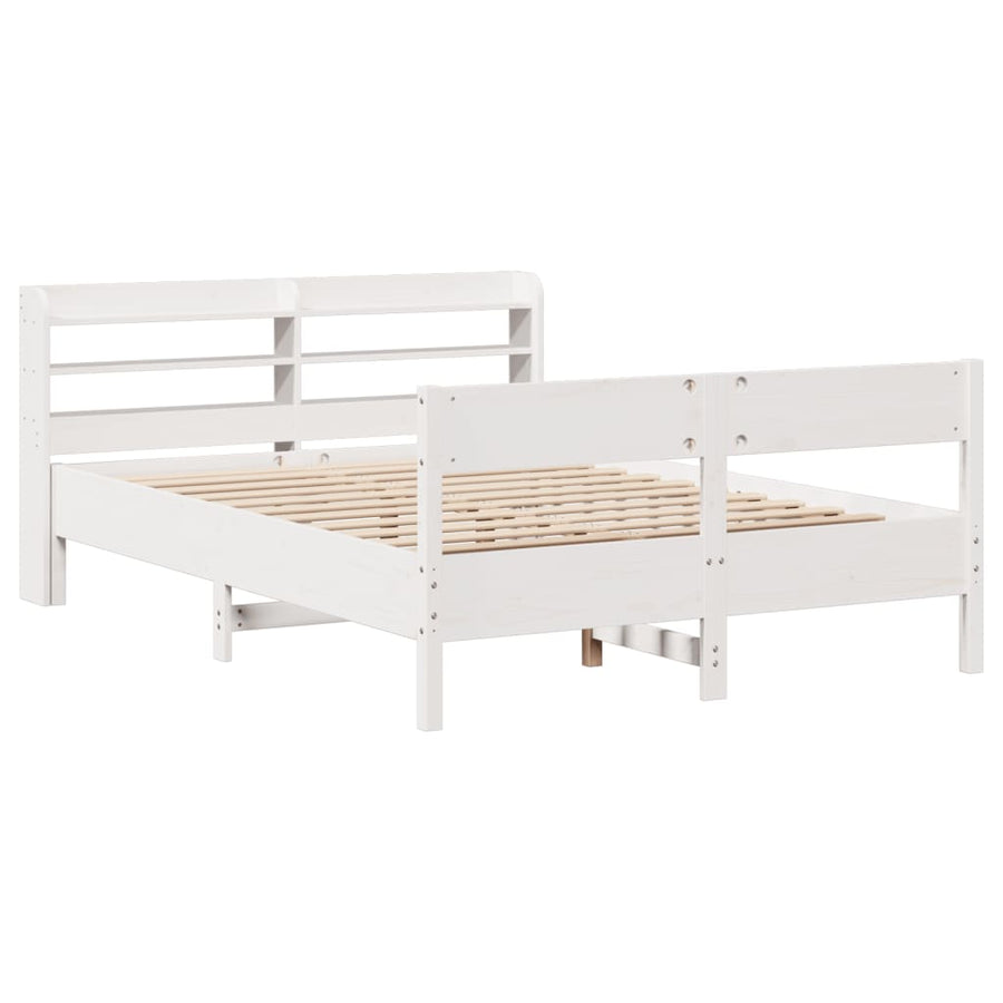 Bedframe zonder matras massief grenenhout wit 140x200 cm