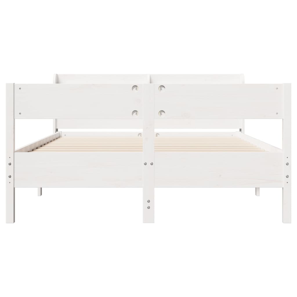 Bedframe zonder matras massief grenenhout wit 140x200 cm