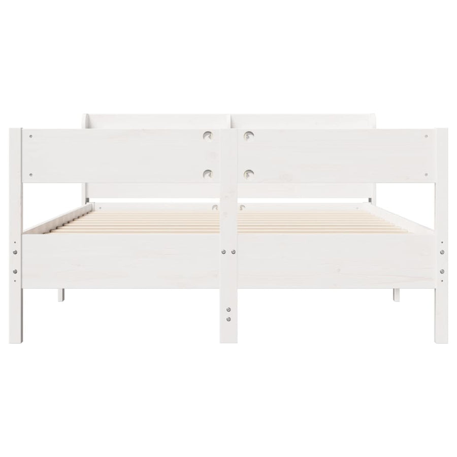 Bedframe zonder matras massief grenenhout wit 140x200 cm