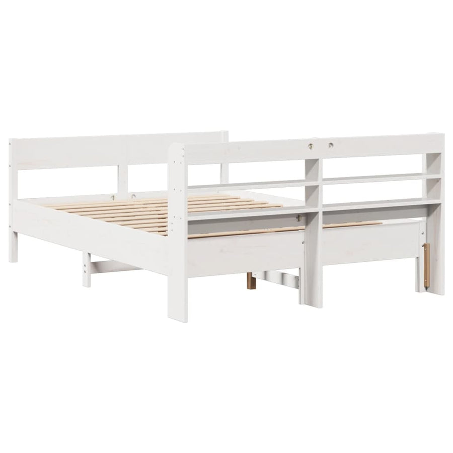 Bedframe zonder matras massief grenenhout wit 140x200 cm