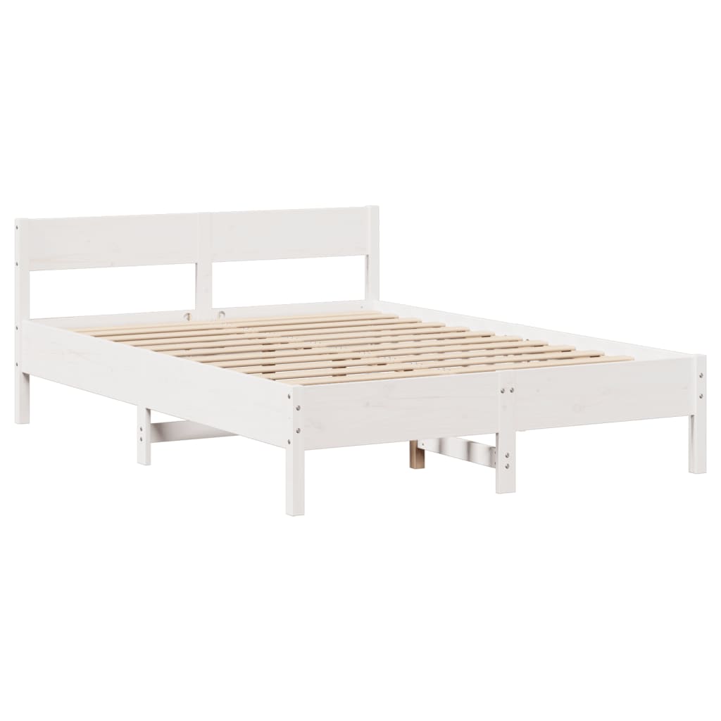 Bedframe zonder matras massief grenenhout wit 140x200 cm