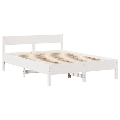 Bedframe zonder matras massief grenenhout wit 140x200 cm