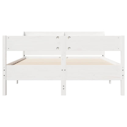 Bedframe zonder matras massief grenenhout wit 120x200 cm