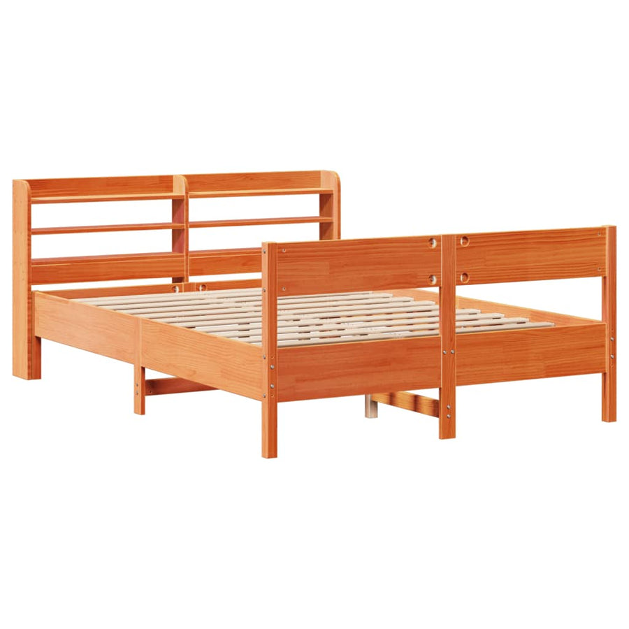 Bedframe zonder matras massief grenenhout wasbruin 120x200 cm