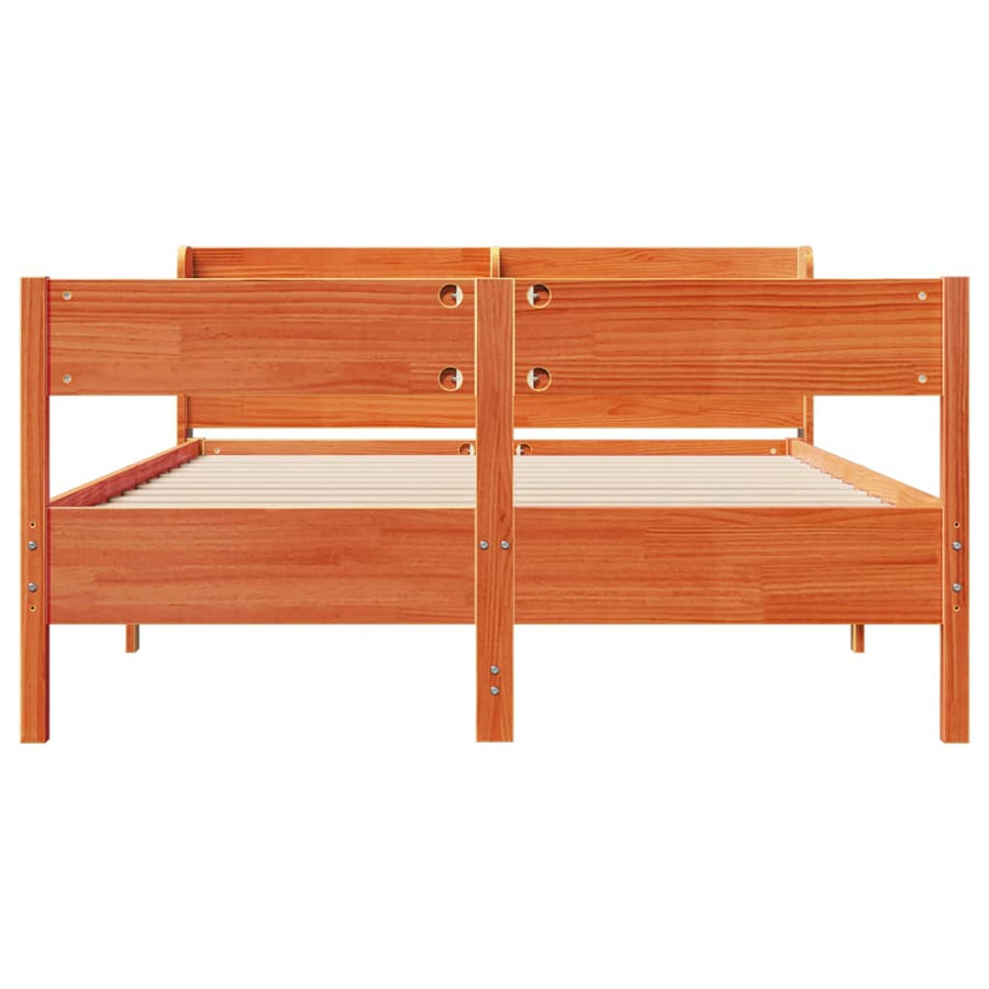 Bedframe zonder matras massief grenenhout wasbruin 120x200 cm
