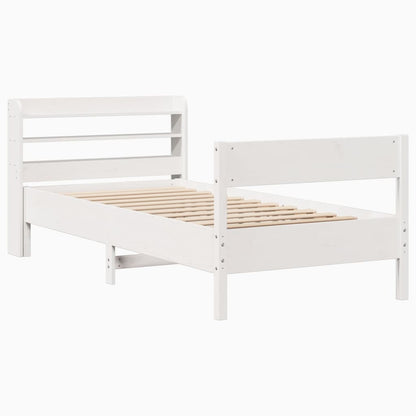 Bedframe zonder matras massief grenenhout wit 140x200 cm