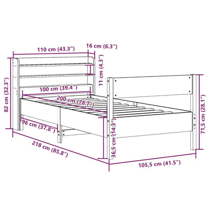 Bedframe zonder matras massief grenenhout wit 140x200 cm