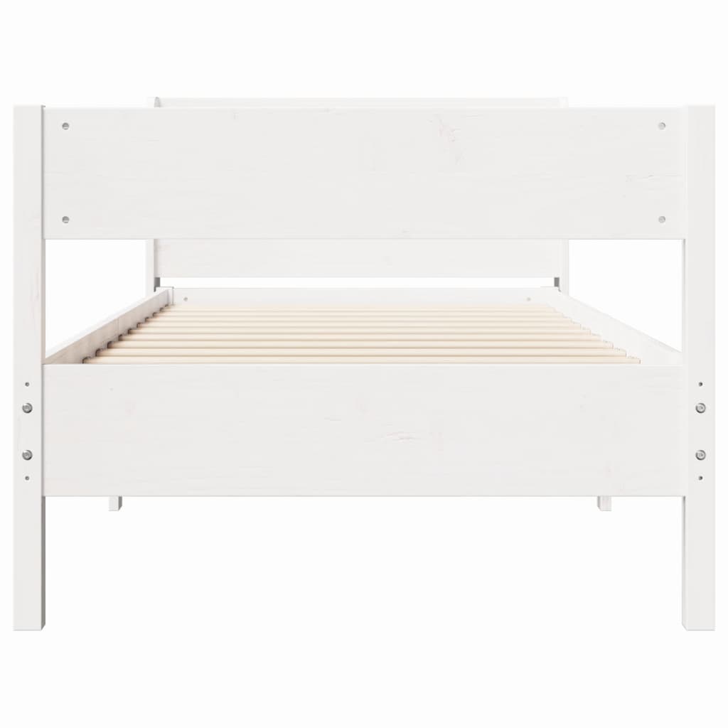 Bedframe zonder matras massief grenenhout wit 140x200 cm