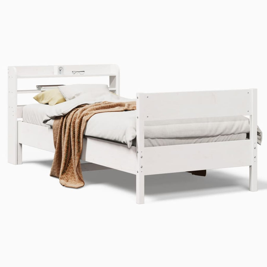Bedframe zonder matras massief grenenhout wit 90x200 cm