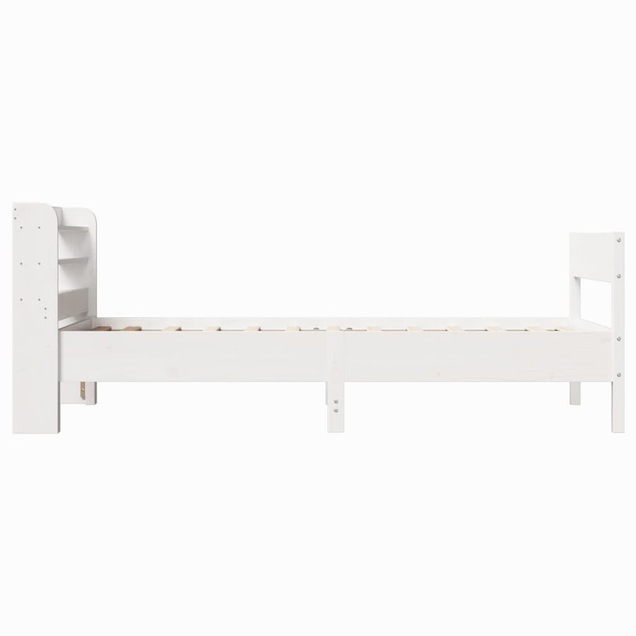 Bedframe zonder matras massief grenenhout wit 90x200 cm