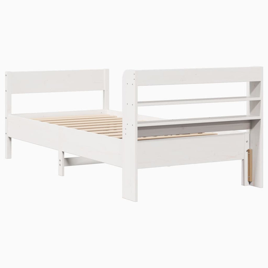 Bedframe zonder matras massief grenenhout wit 90x200 cm