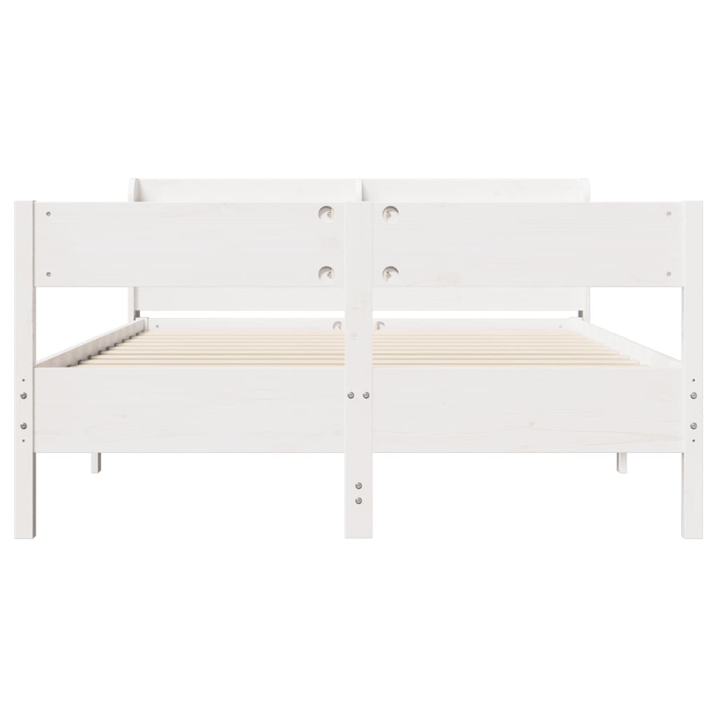 Bedframe zonder matras massief grenenhout wit 140x190 cm