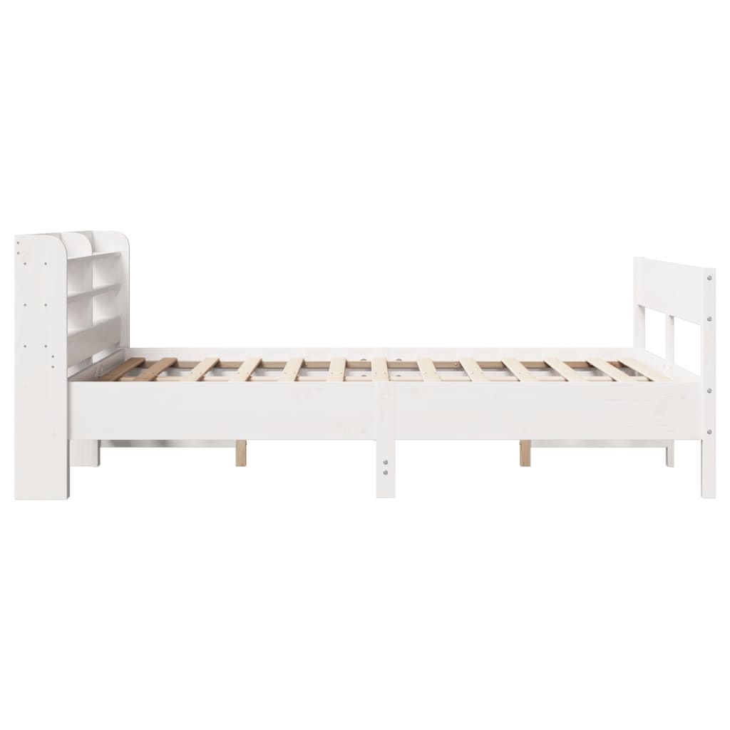 Bedframe zonder matras massief grenenhout wit 140x190 cm