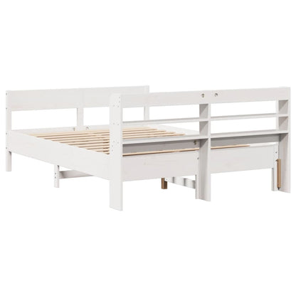 Bedframe zonder matras massief grenenhout wit 140x190 cm
